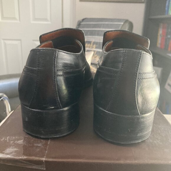 a.testoni Black men\'s shoes Slip On Oxfords Wingtip Black Leather Size 11